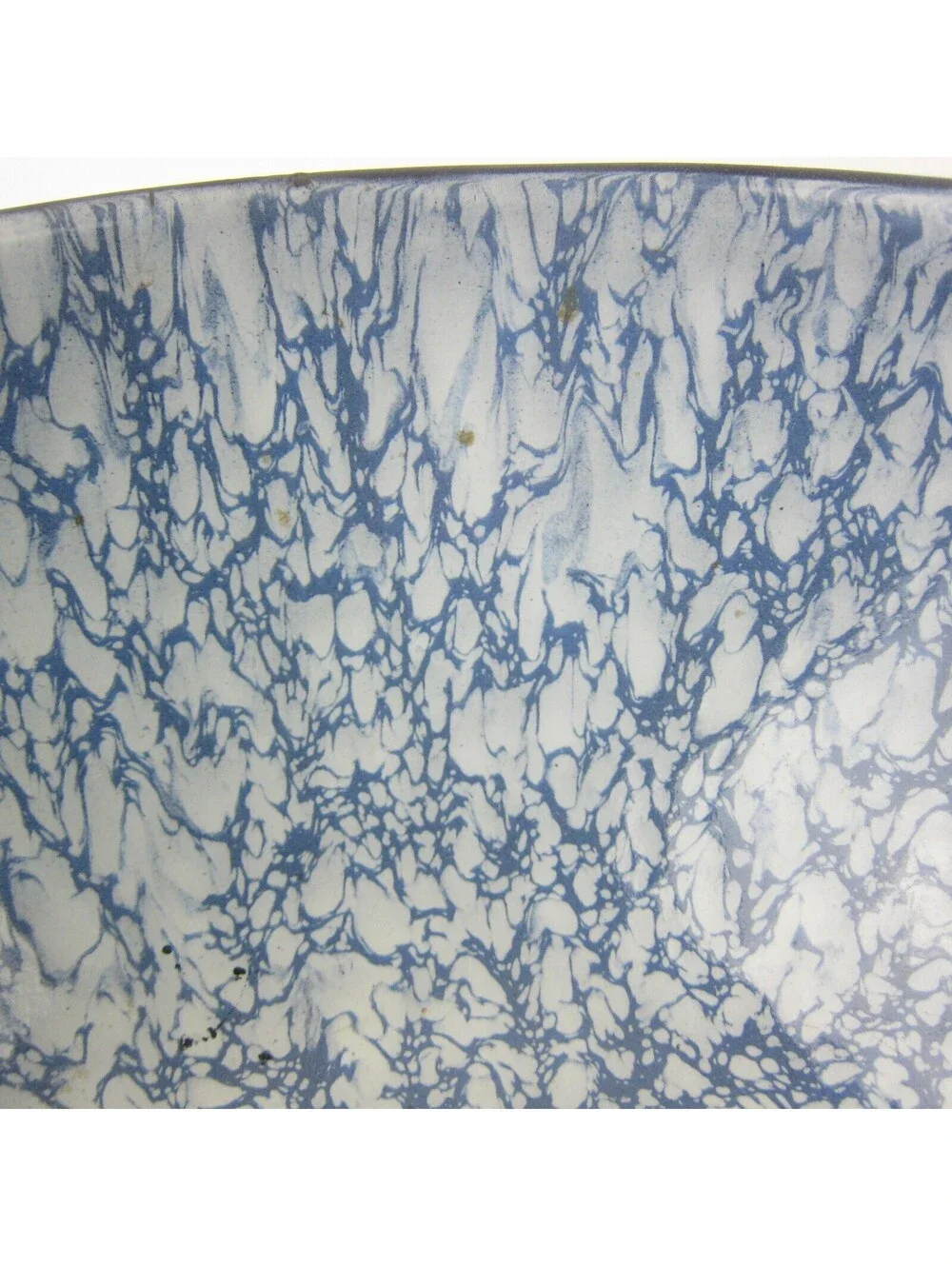 Antique Graniteware Mixing Bowl Blue Swirl 8